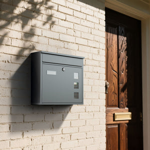 Cassetta postale singola V12 in acciaio verniciato a polvere nero con finestrelle e vetrino portanome