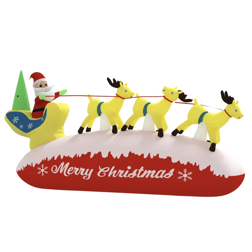 Decorazione Natalizia Babbo Natale e Renne Gonfiabili LED 145cm 345327