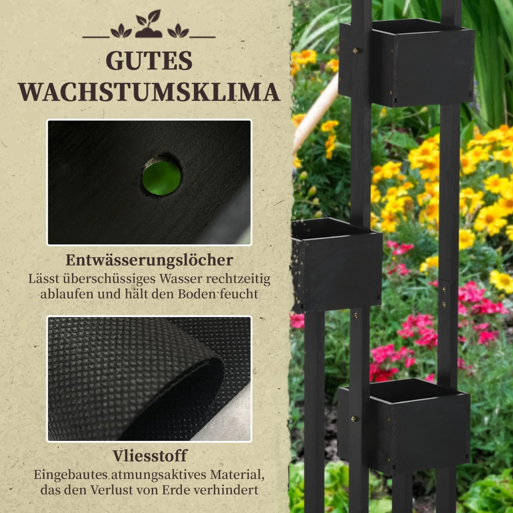 Fioriera modulare con struttura ¨C Xylo ¨C legno naturale nero 90x45x170 cm