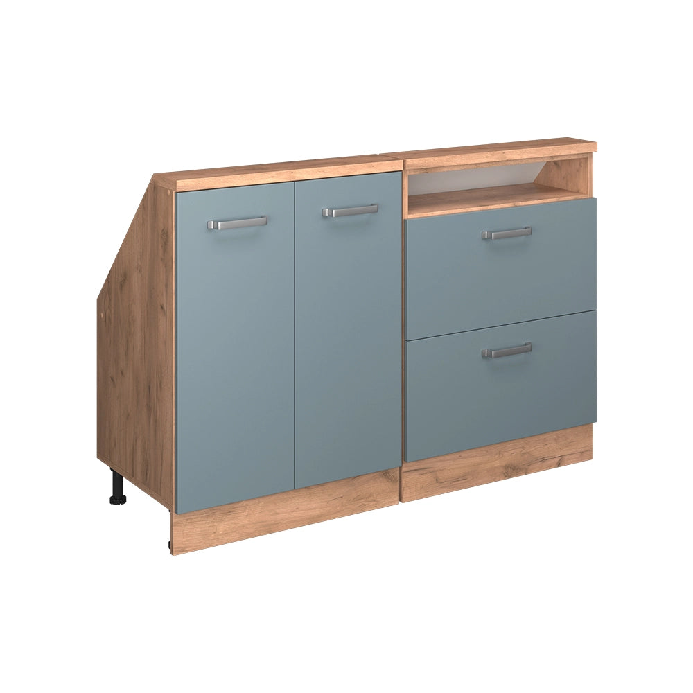 Mobile cucina sottotetto R-Line Grigio-blu/Rovere dorato 120 cm Set di 2 Vicco