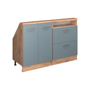 Mobile cucina sottotetto R-Line Grigio-blu/Rovere dorato 120 cm Set di 2 Vicco