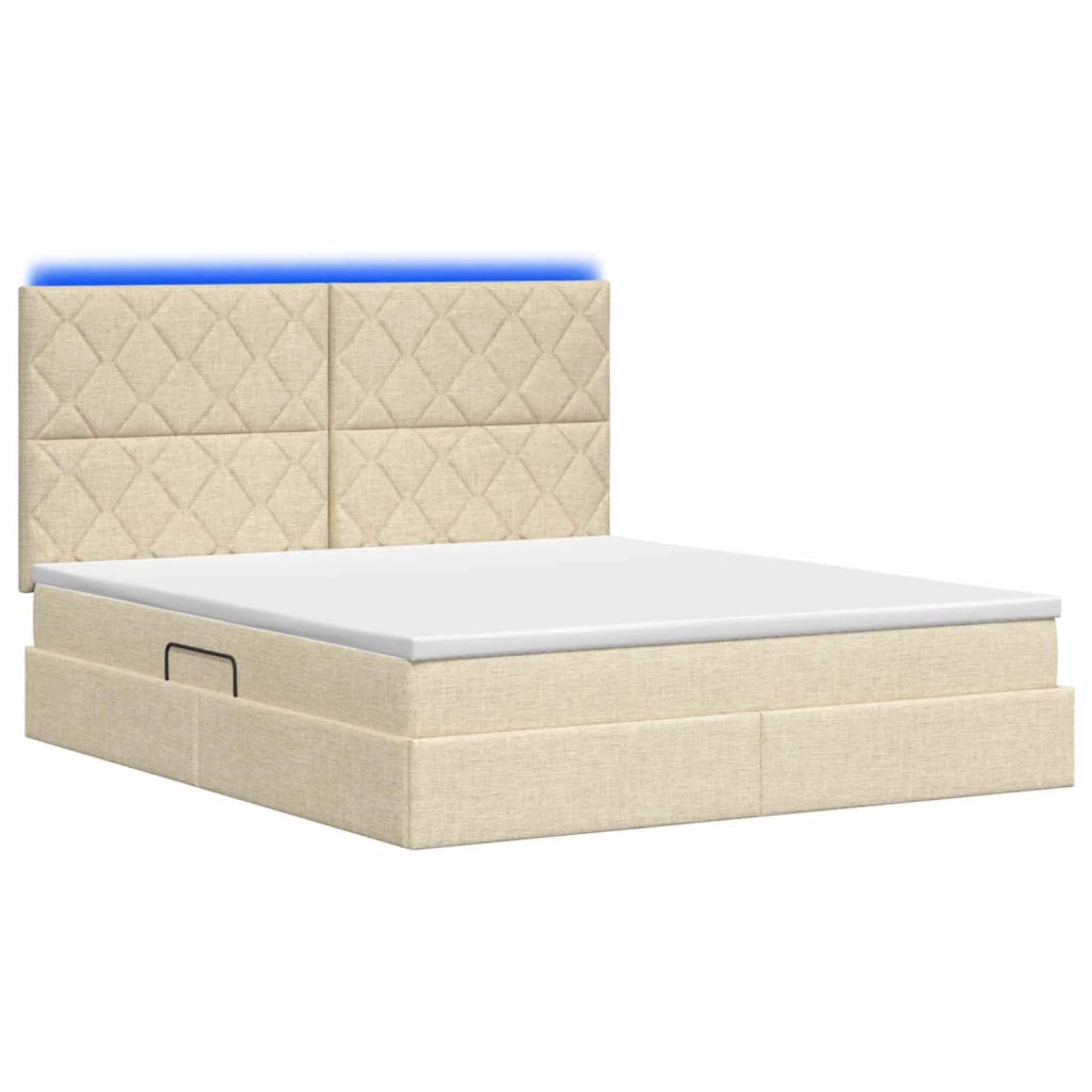 Letto con contenitore LED e materasso Crema 160 x 200 cm 3460021