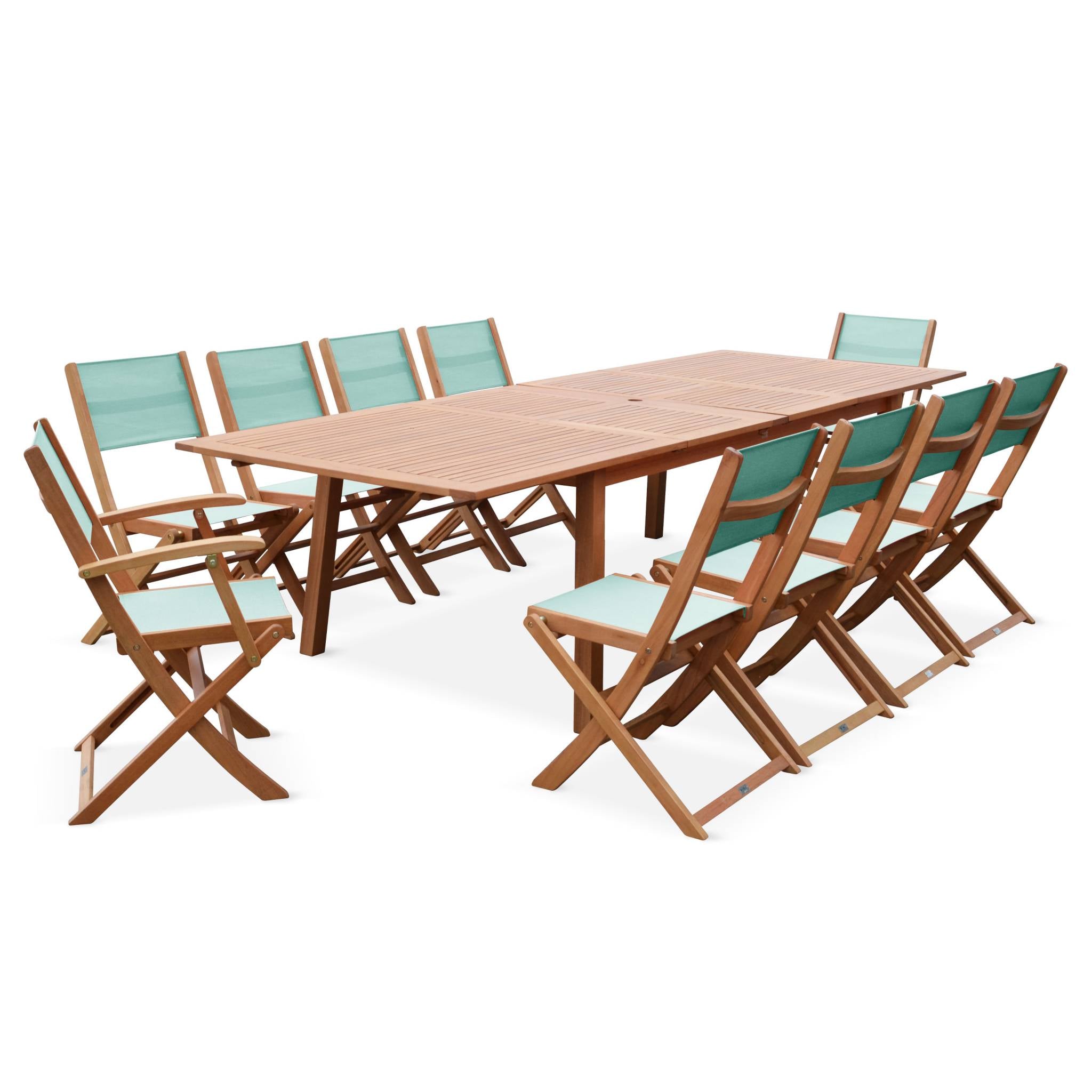 Tavolo da giardino rettangolare allungabile in legno,12 posti, marrone