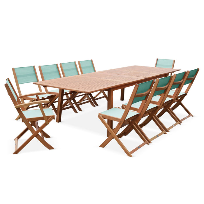 Tavolo da giardino rettangolare allungabile in legno,12 posti, marrone