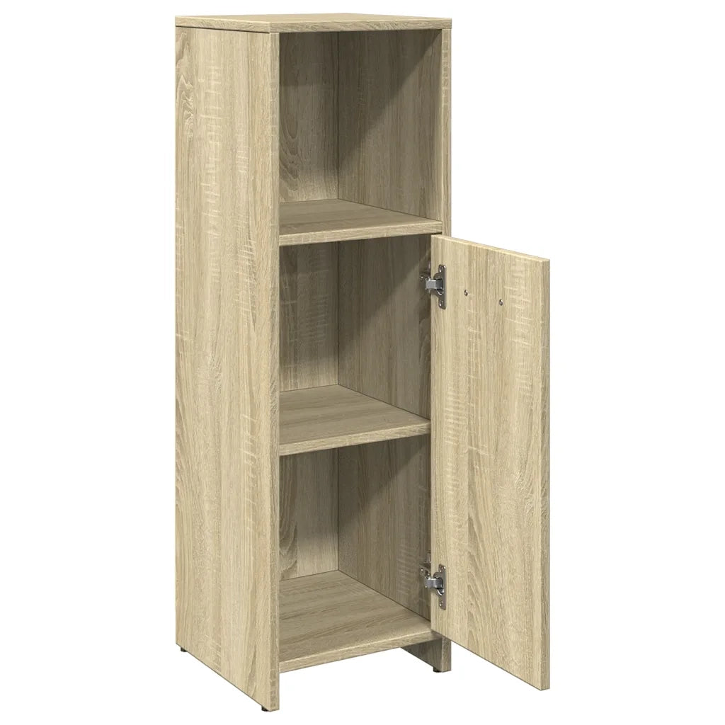 Mobiletto contenitore per bagno 30 x 30 x 95 cm design moderno ottimizzato per lo spazio realizzato in legno ingegnerizzato di rovere Sonoma 02_0049681