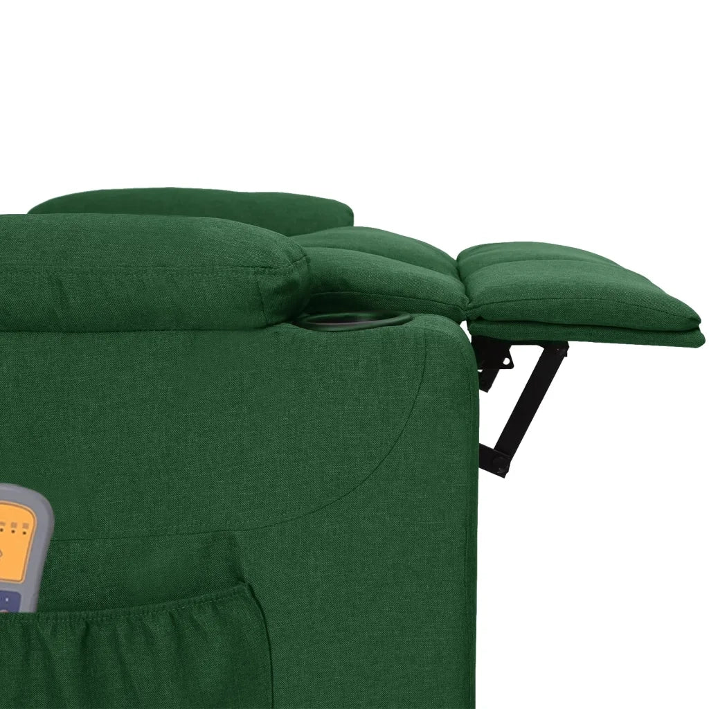 Poltrona Massaggiante | Sedia Relax Elettrica Verde Scuro in Tessuto