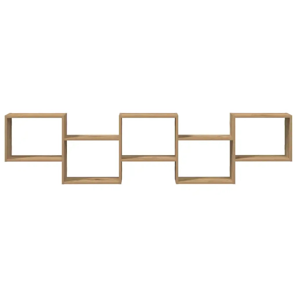 Scaffale Cubo Parete 5 Scomparti Truciolato Rovere Artigianale 860003