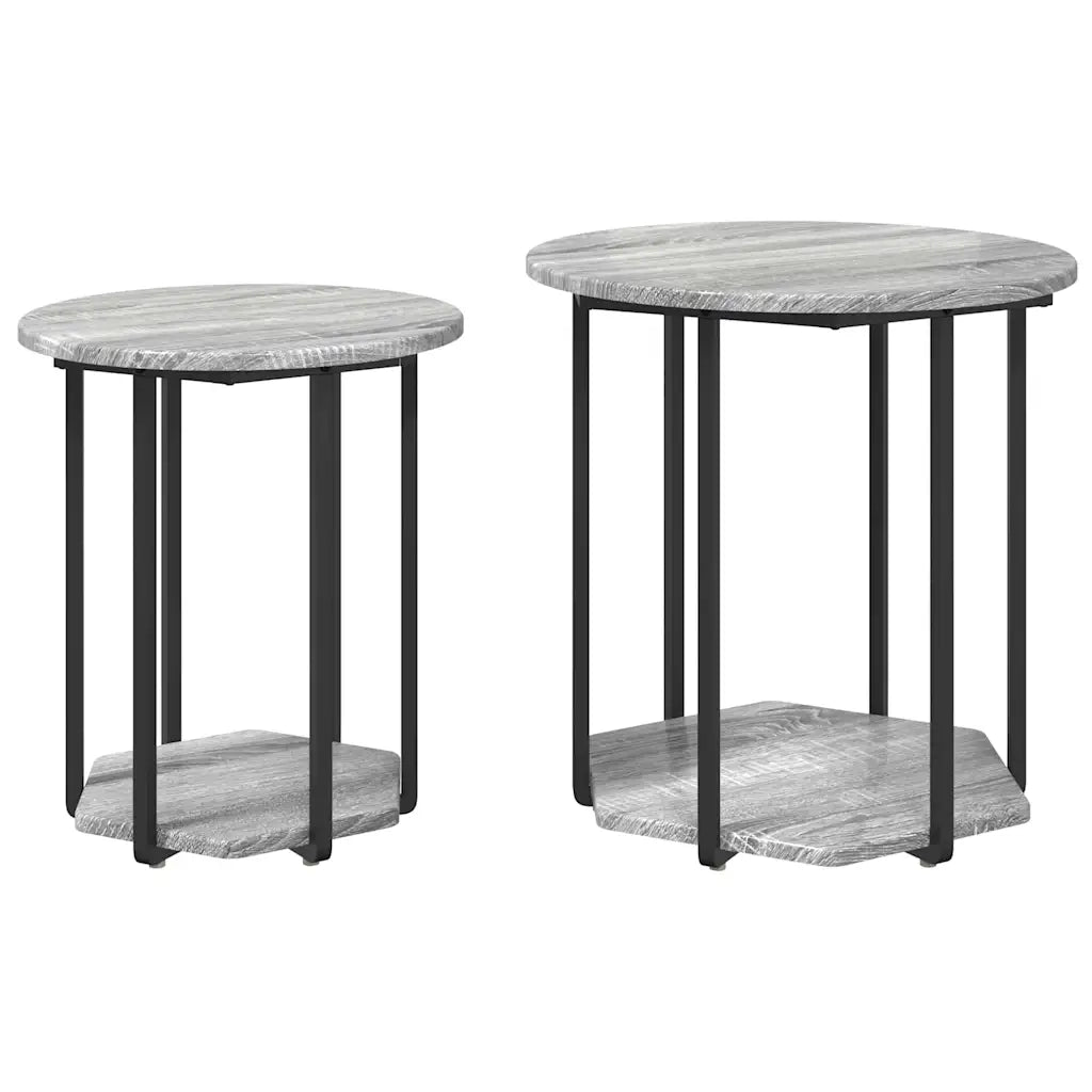 Set tavolini con lo scaffale 2 pcs Grigio 869717