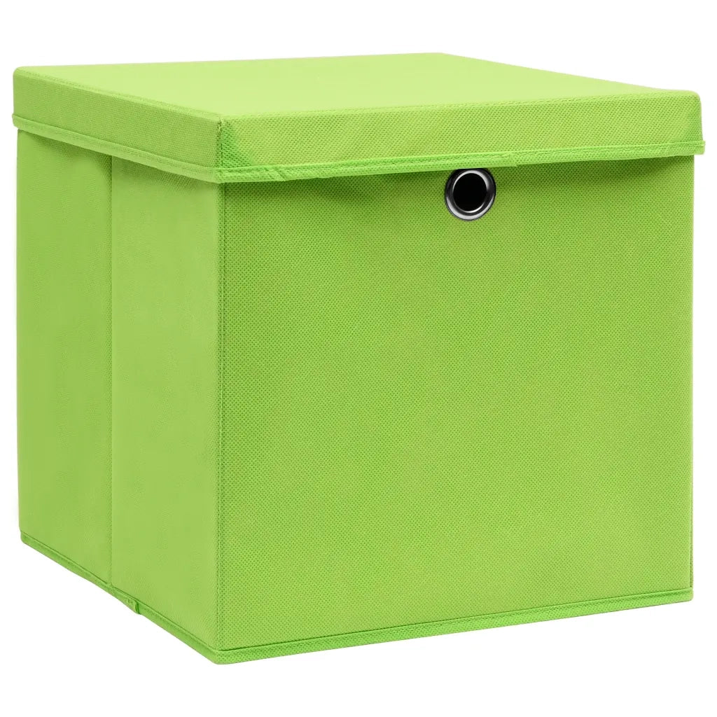 Scatole Portaoggetti con Coperchi 4 pz Verdi 32x32x32 cm Tessuto CFW7062636