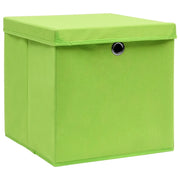 Scatole Portaoggetti con Coperchi 4 pz Verdi 32x32x32 cm Tessuto CFW7062636