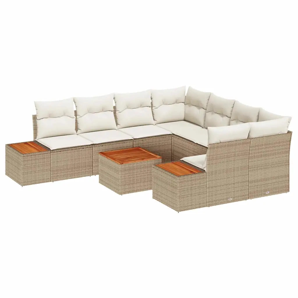 Set Divano da Giardino con cuscino 9 pcs Beige Poly Rattan 3348057