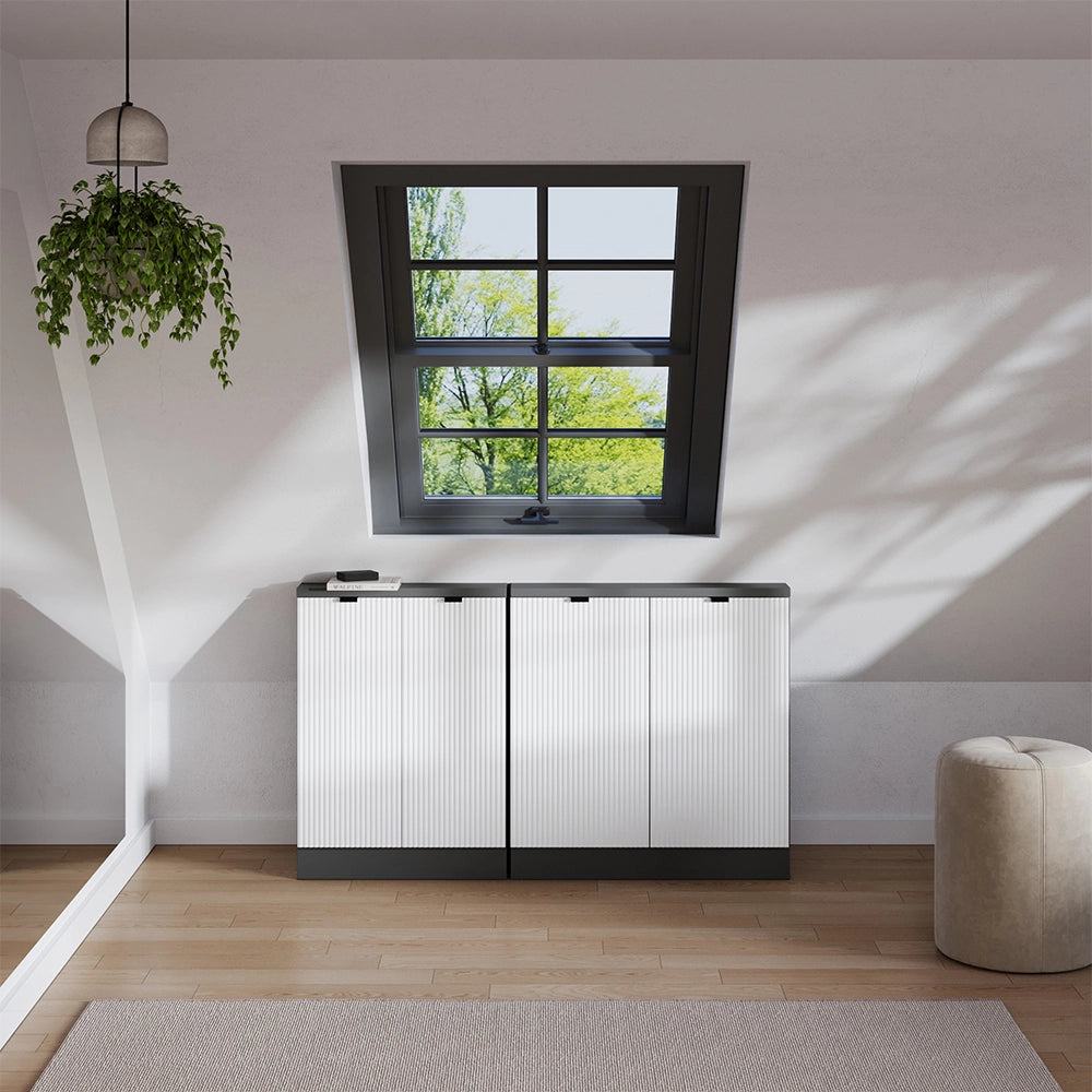 Set di mobili sottotetto Rion Ondulazione bianca/Antracite 140 cm Set di 2 Vicco