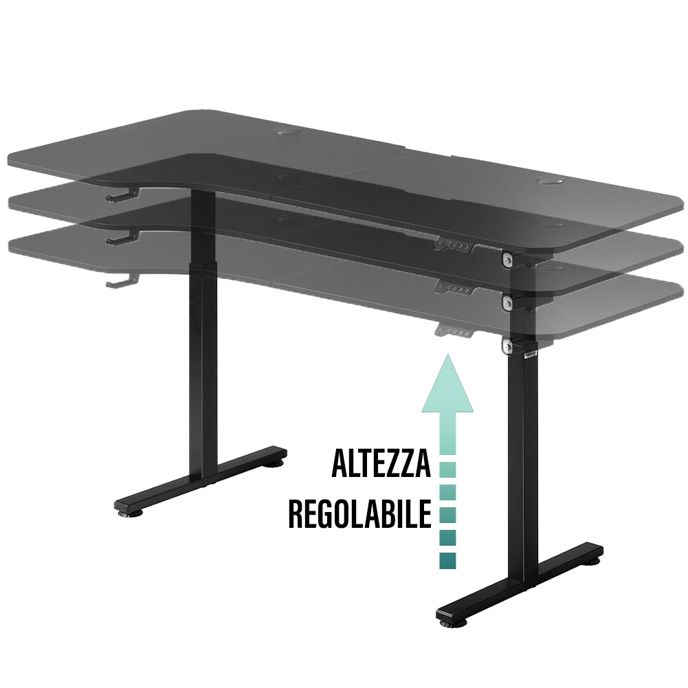 Scrivania Elettrica Regolabile Altezza 160x75x72-117cm Nero Console di Comando