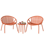 Set tavolino da giardino 3 pezzi ¨C zephmum ¨C rosso, acciaio e polipropilene, 80x70x75 cm