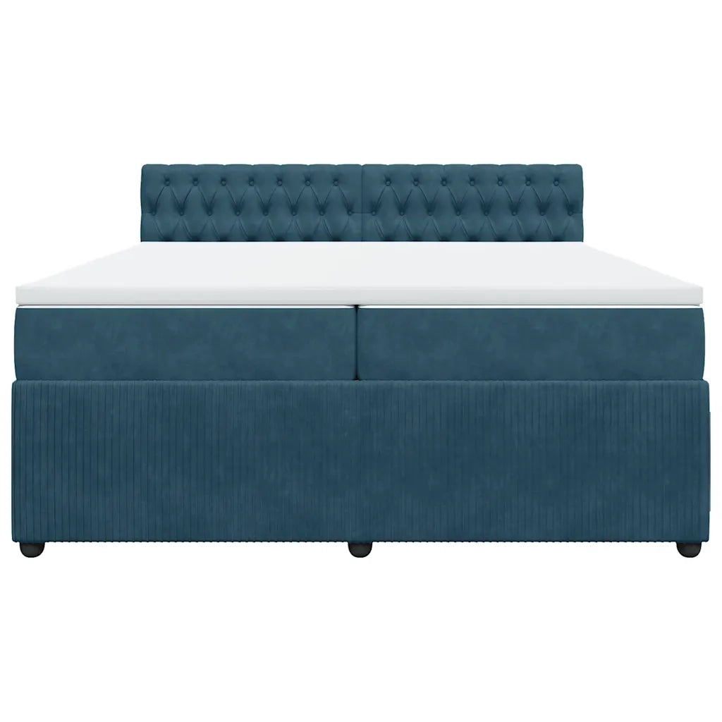 Giroletto a Molle con Materasso Blu 200x200 cm in Velluto