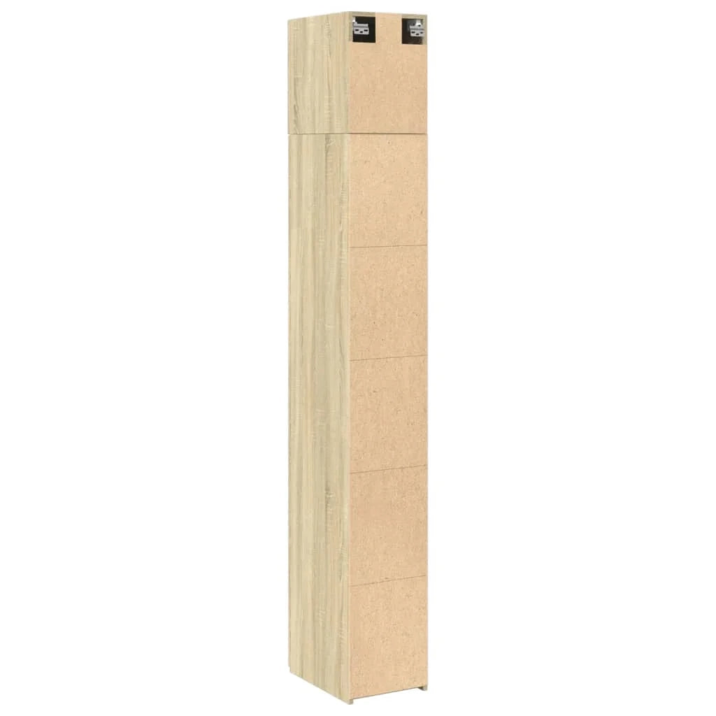 Mobile contenitore sottile 30 x 42,5 x 225 cm 8 scomparti verticali stile contemporaneo legno di rovere Sonoma 02_0055548