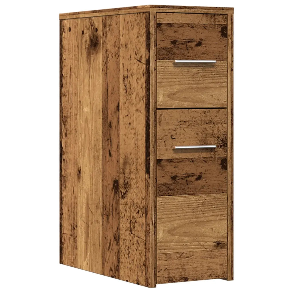 Armadietto da Bagno Stretto con Ruote Rovere Antico Truciolato