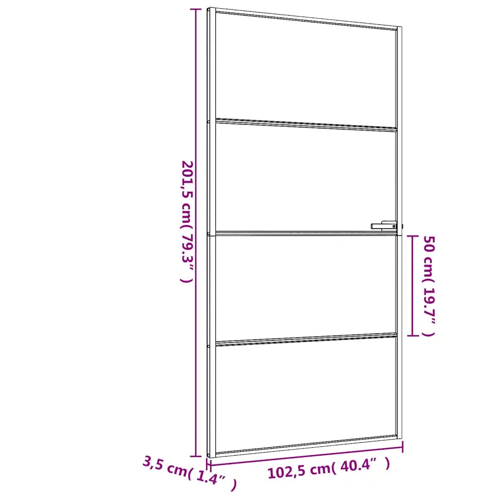 Porta Interni Sottile Nera 102,5x201,5Vetro Temperato Alluminio 155123