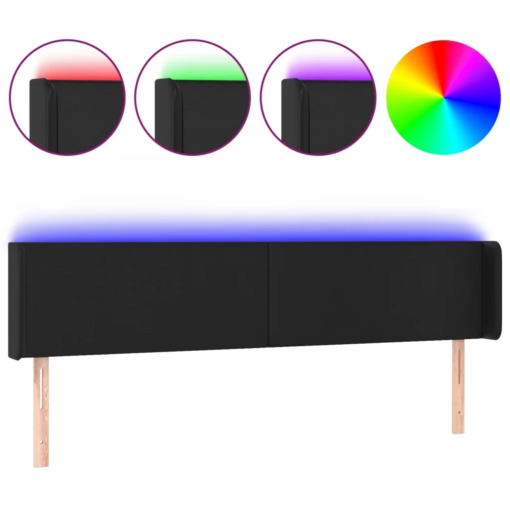 Testiera a LED-Testata con LED Nera 203x16x78/88 cm in Similpelle 609357
