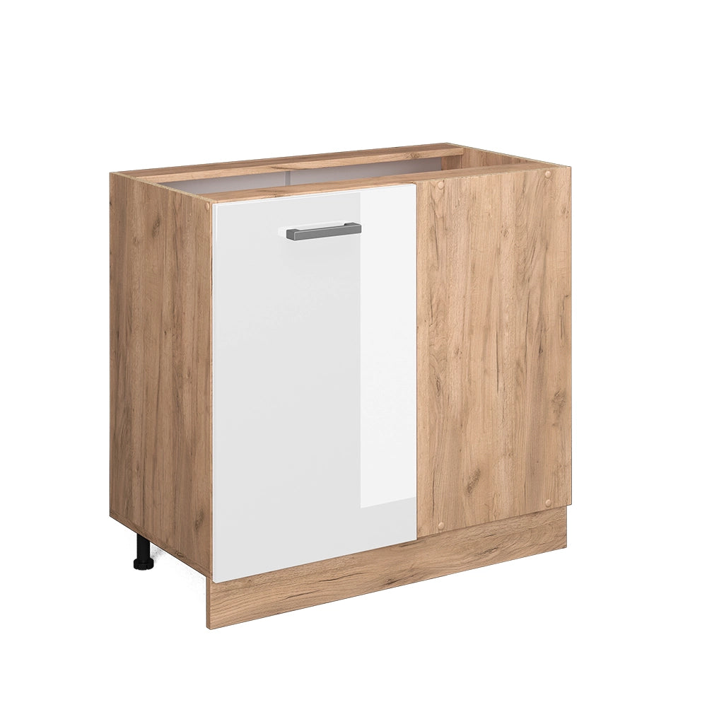 Mobile ad angolo cucina R-Line Bianco lucido/Rovere dorato 86 cm senza piano di lavoro Vicco