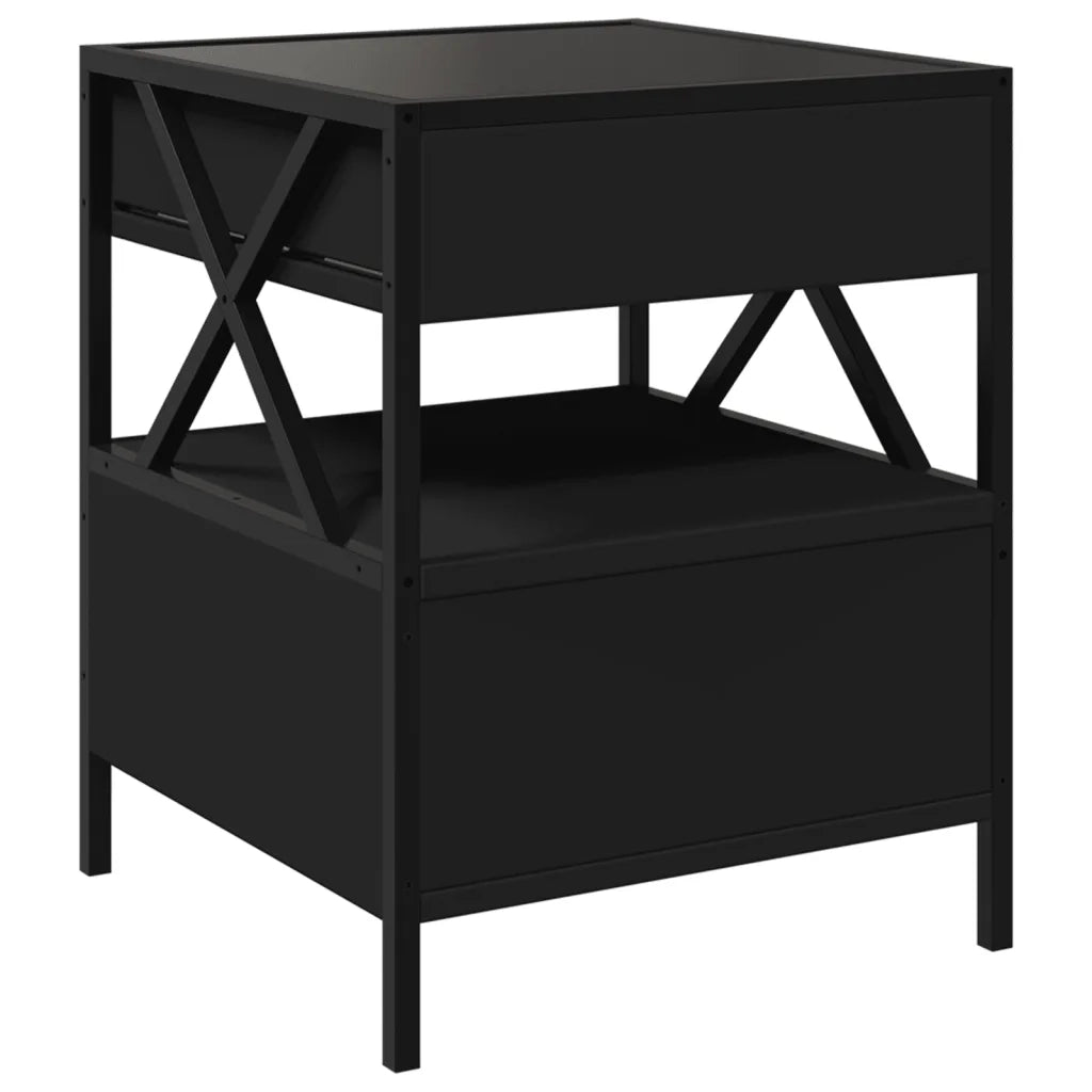vidaXL Tavolino da Salotto con LED Infinity Nero 40x40x51 cm