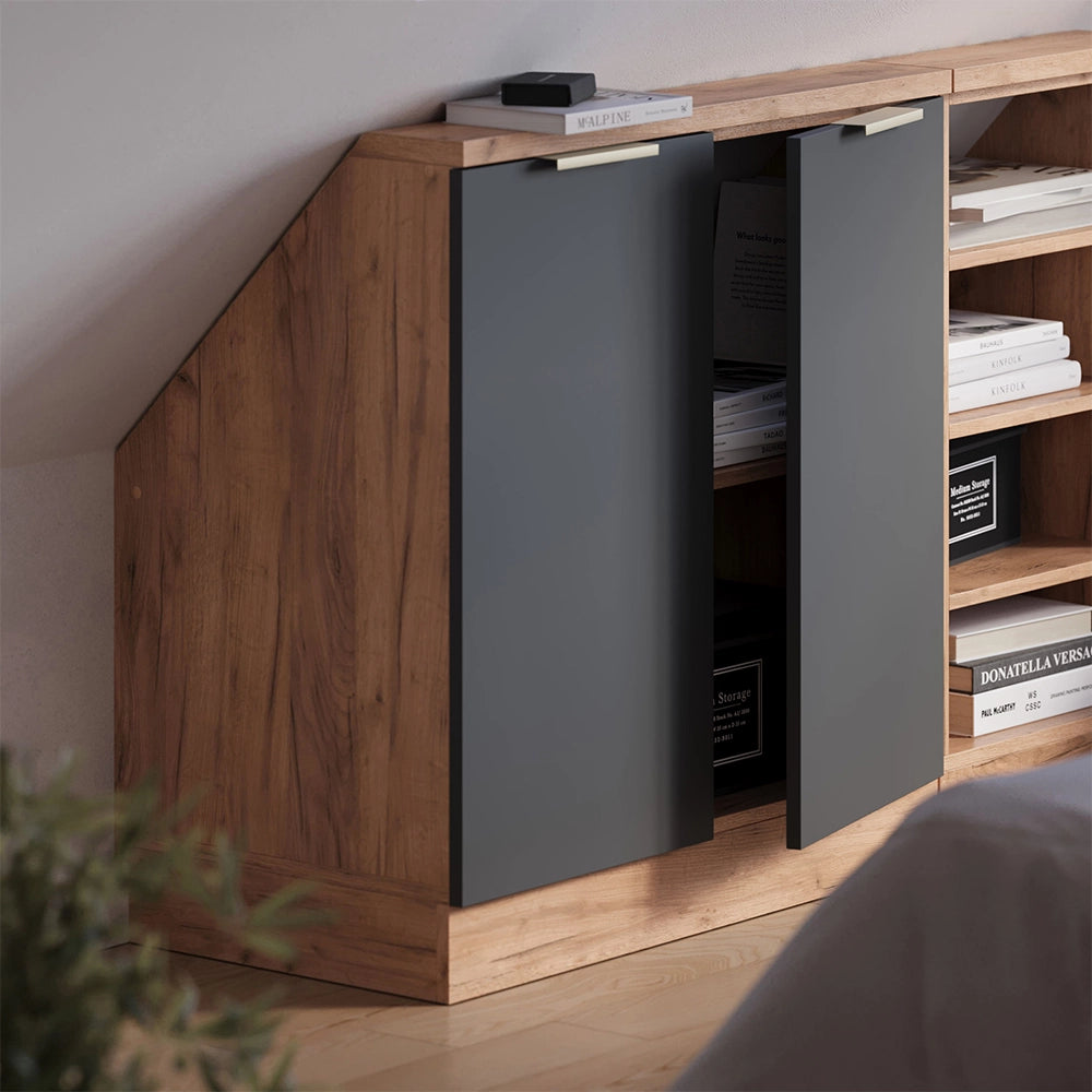 Mobile sottotetto Rion Antracite-oro/Rovere dorato 80 x 83.8 cm con 2 porte Vicco
