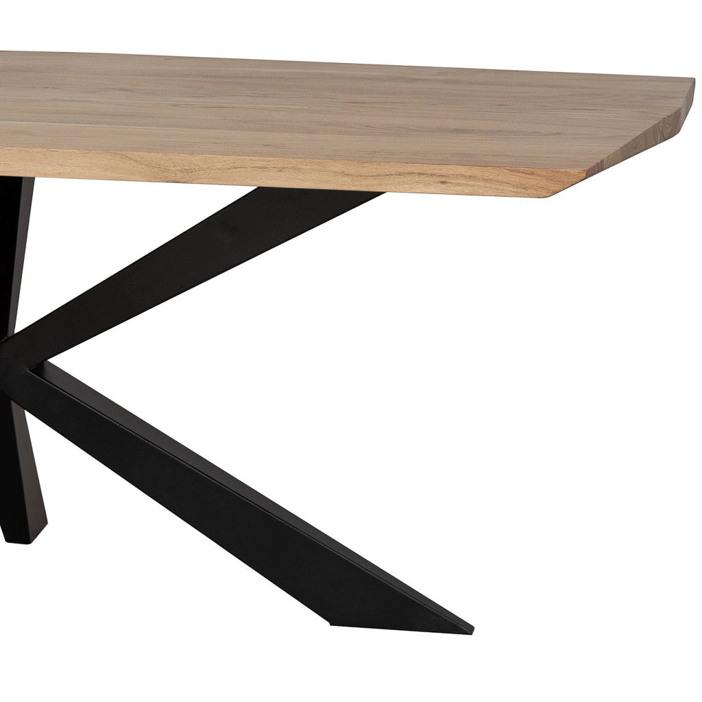 Tavolo da pranzo bordo conico in legno di acacia naturale 200x100x76h
