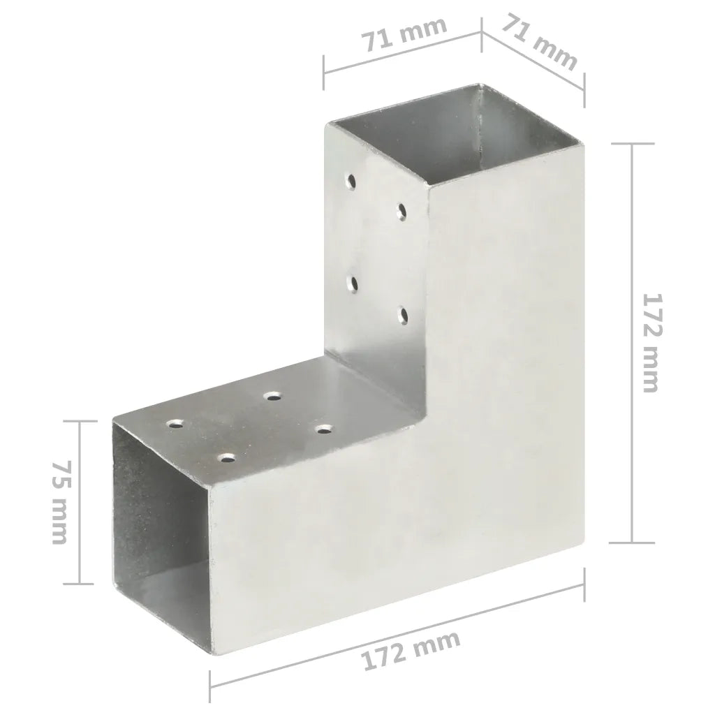 Connettore per Pali a Forma di L in Metallo Zincato 71x71 mm cod mxl 58111