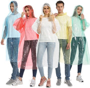 Impermeabile Poncho Reutilizzabile - Acqua Resistente - Leggero - Con Cappuccio - Corda Regolabile - Ideale per Attività All'aperto - Impermeabile