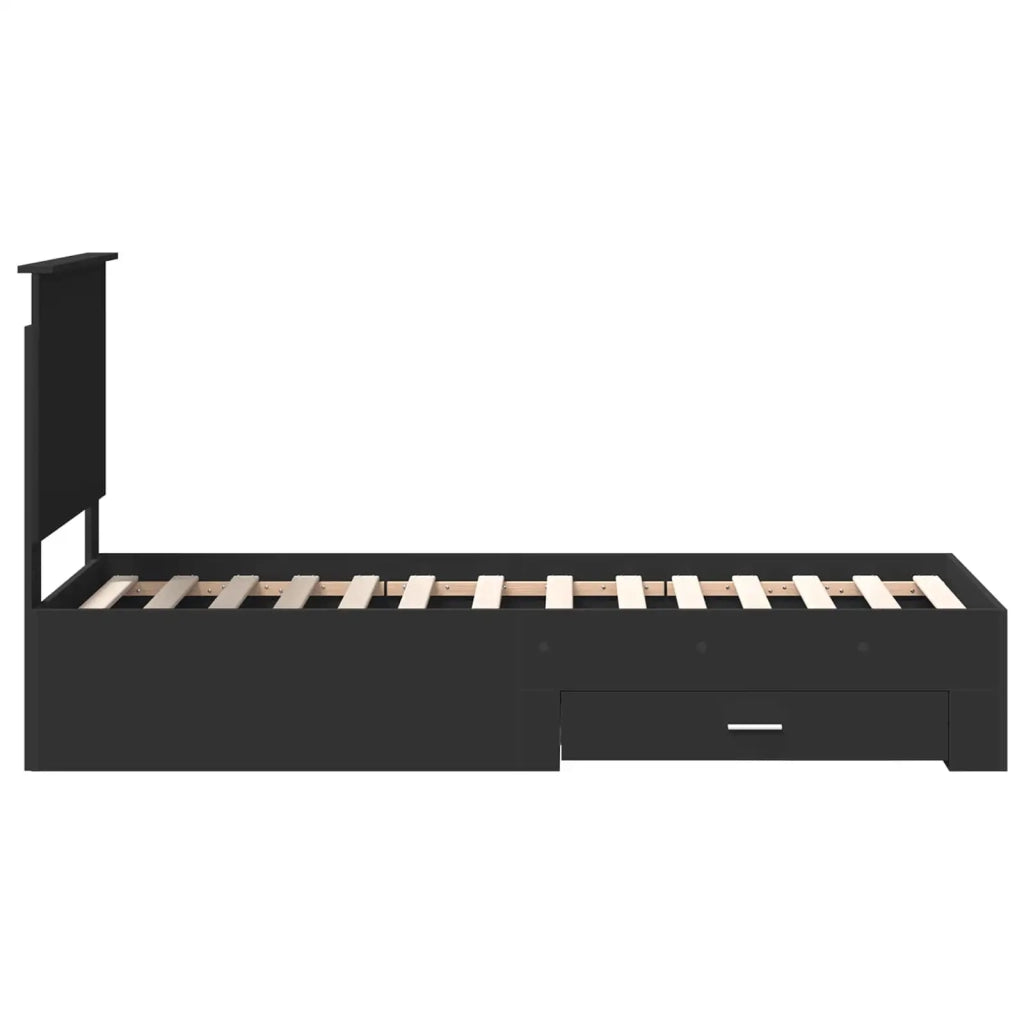 Struttura del letto con testiera Nero e Argento 70 x 190 cm 3411369