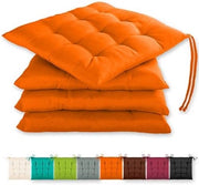 Set di 4 cuscini da divano 40x40x3cm con cinturini di fissaggio per uso interno ed esterno - Arancione