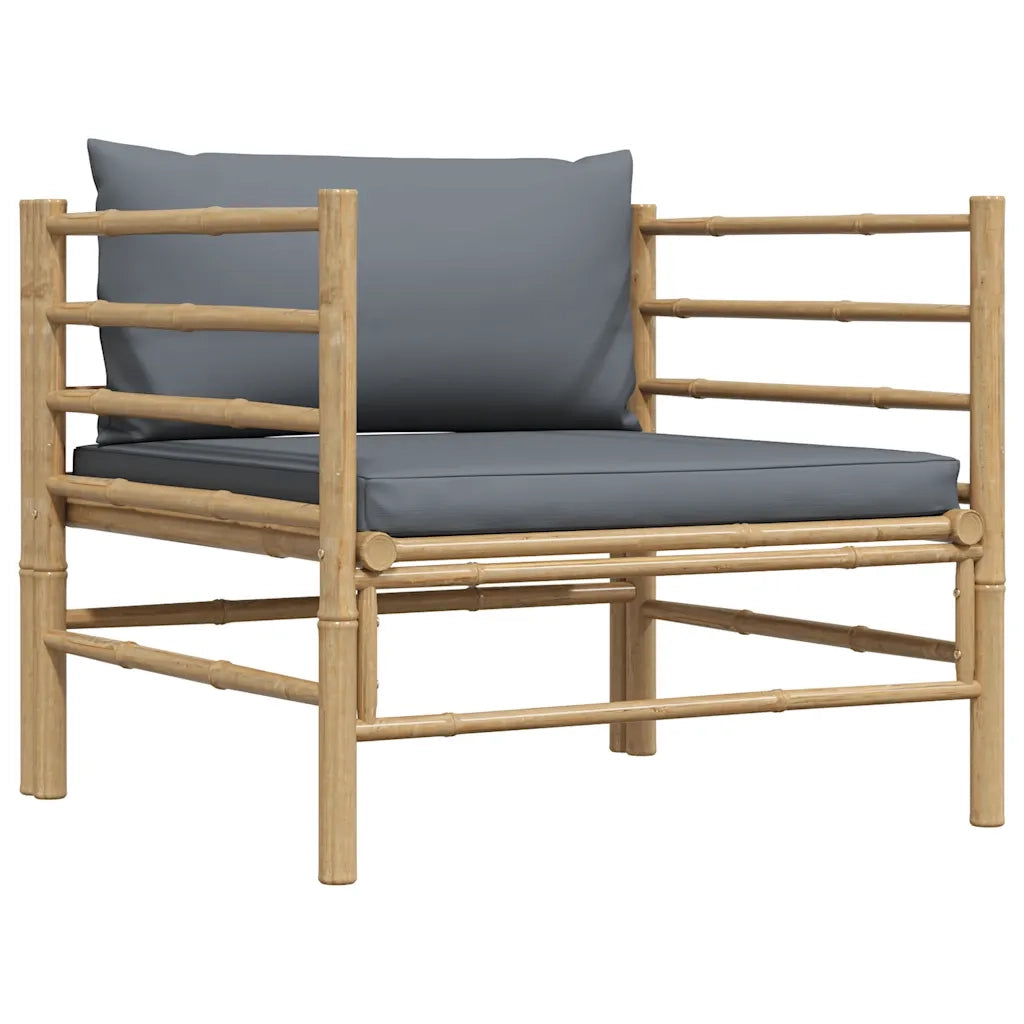 Divano da Giardino con Cuscini Grigio Scuro in Bambù 313156