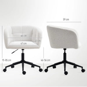 SEDIA UFFICIO Girevole 65x59x75-85 cm in Poliestere Bianco Crema