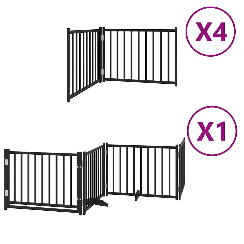 Cancello Cani Porta Pieghevole Nero 12 Pannelli 960 cm Pioppo 3155740