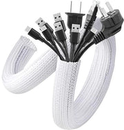 Cavo a raccordo da 7,6 m - Canale di cavo autoserrante 12-20 mm - Mantello a maglia flessibile per la gestione di cavi, ufficio, TV, computer - Protezione contro animali domestici - Bianco