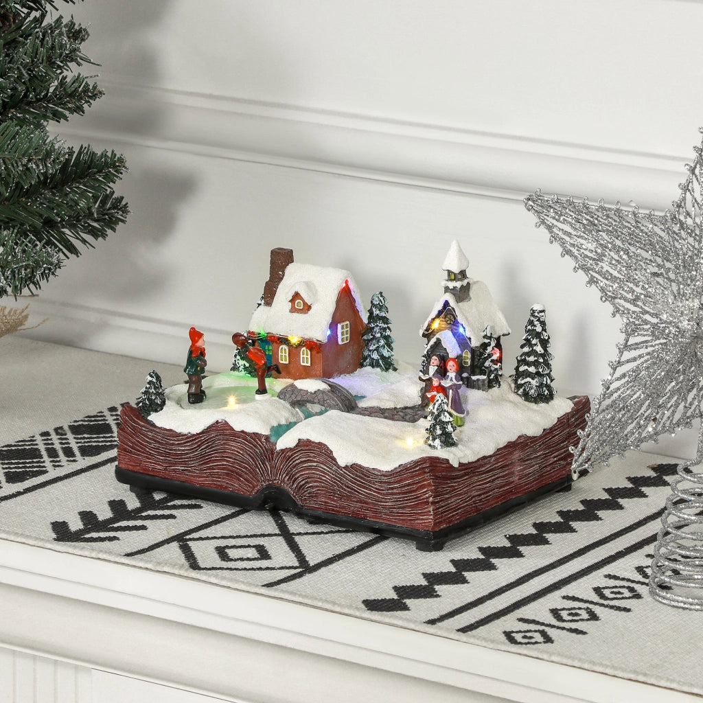 Decorazione Natalizia Pueblo con Luci e Musica ¨C Zephmum ¨C 23x18x15 cm Multicolor