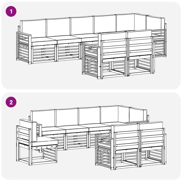 Set divani con cuscino 8 pcs Grigio Naturale e Chiaro 3375021