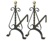 1coppia alari torciglione con pomoli in ottone - cm.19x40x33h. cod:ferx.fer269032