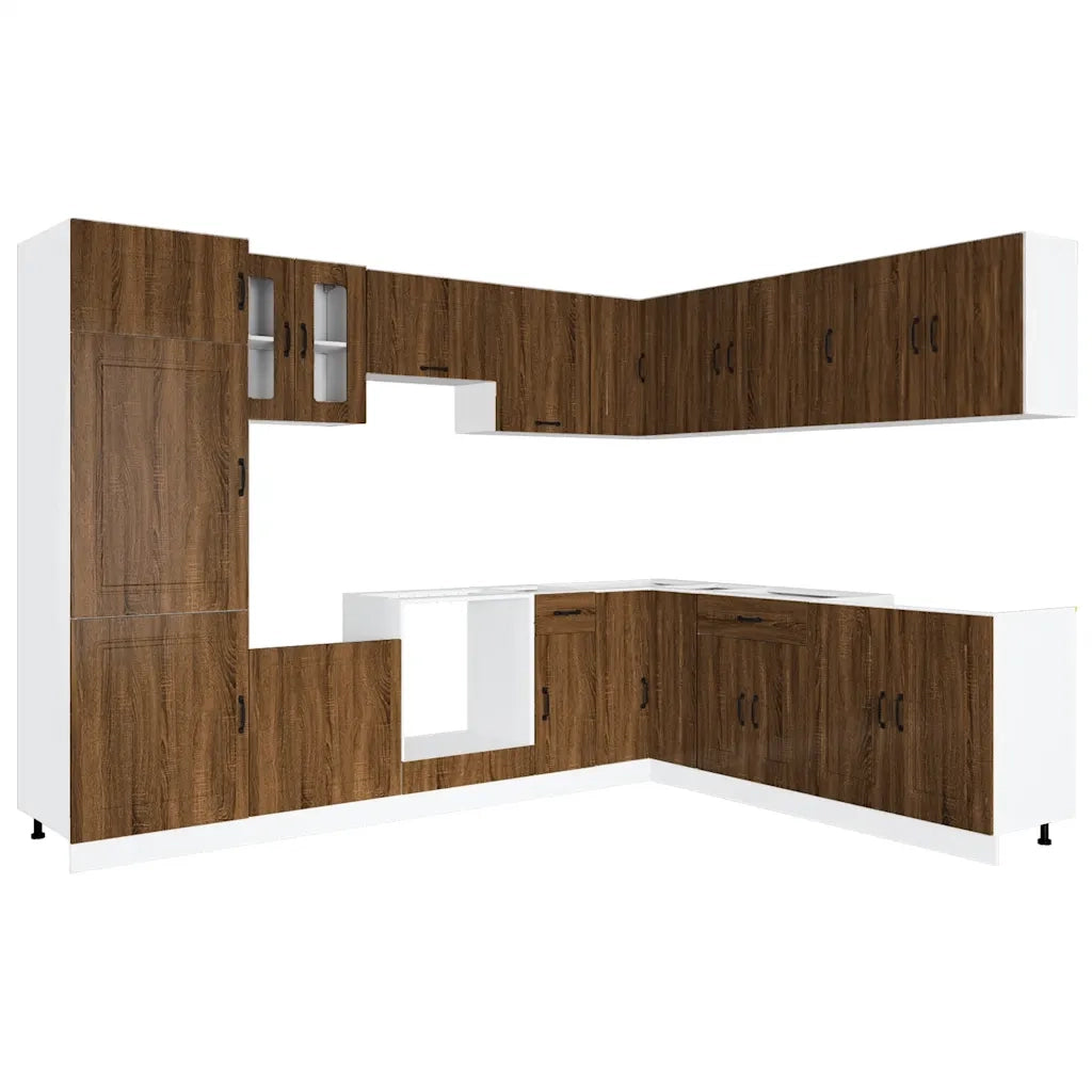 Set Mobili da Cucina 14 pz Kalmar Rovere Marrone in Truciolato