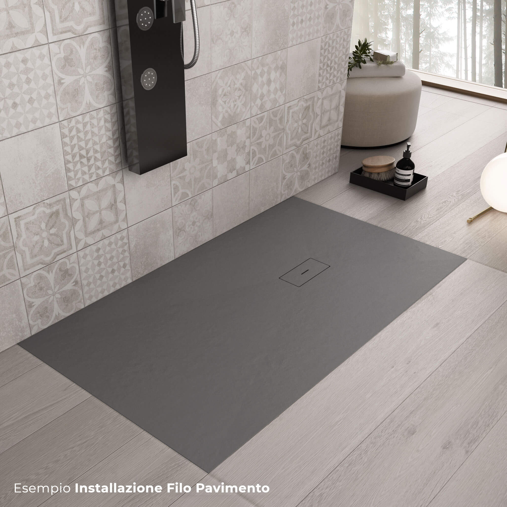 Piatto Doccia in Pietra 90x120 cm Bonussi Manila Antracite