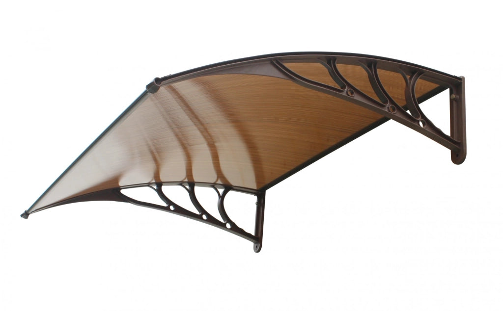 Pensilina tettoia, abs marrone, policarbonato alveolare fumè 100x60cm da esterno Fredi