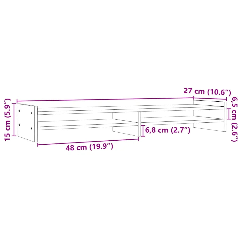 Supporto per Monitor Bianco 100x27x15 cm Legno Massello di Pino 814025