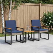 Set Mobili da Esterno 3 pcs Grigio e Blu Navy polyrattan