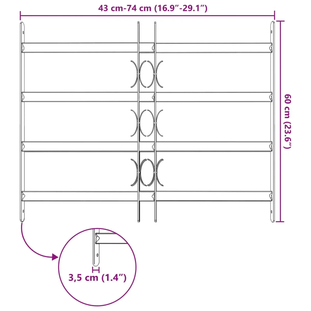 Griglia di sicurezza per finestre con 4 barre trasversali 3 pcs 42031279