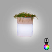 Vaso luminoso moderno di design Ø40 H50 in polimero resistente con LED multicolor con bateria per interno ed esterno - Made in Italy - Monacis