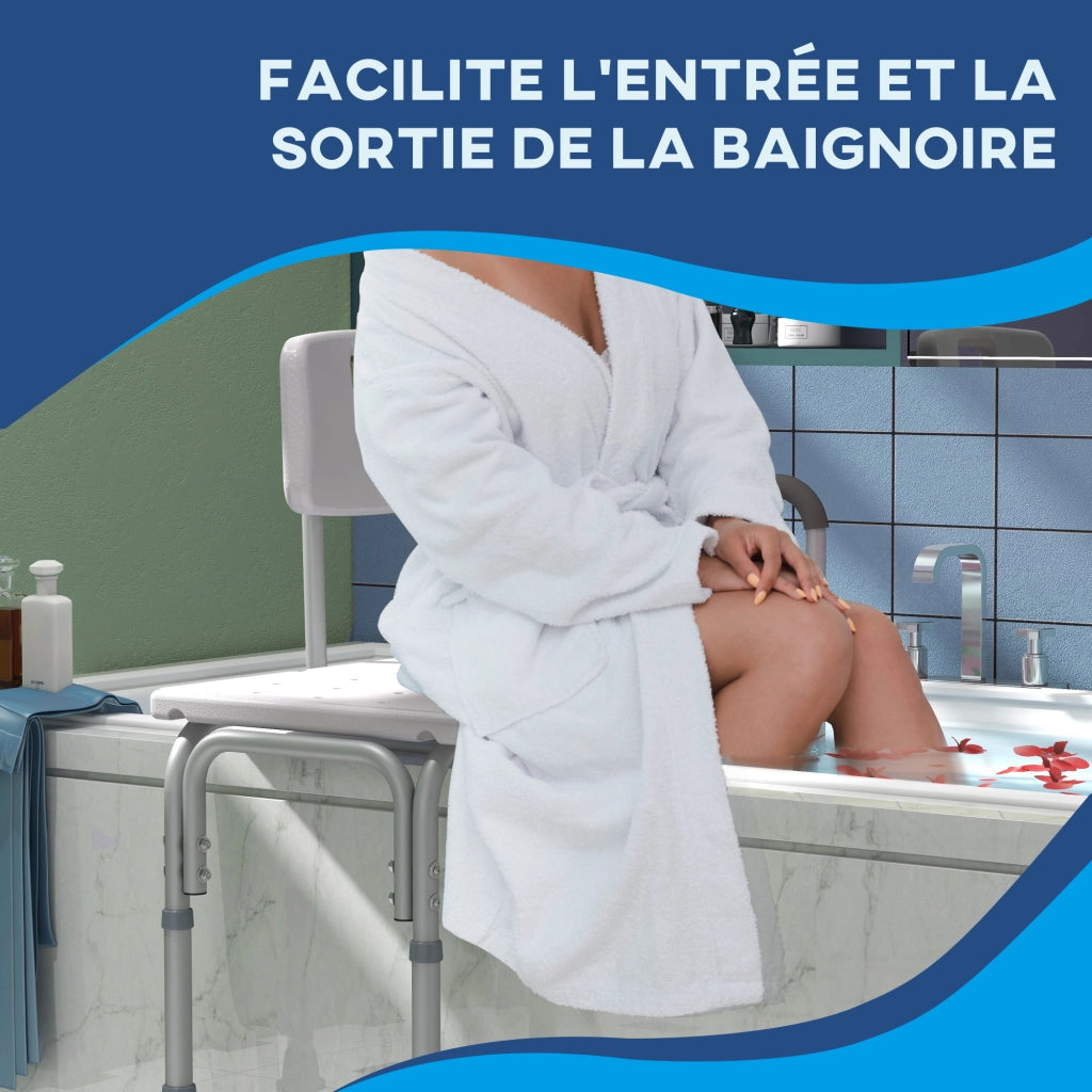 Sgabello doccia regolabile con schienale ¨C Xylo ¨C bianco 74x53x80-92cm