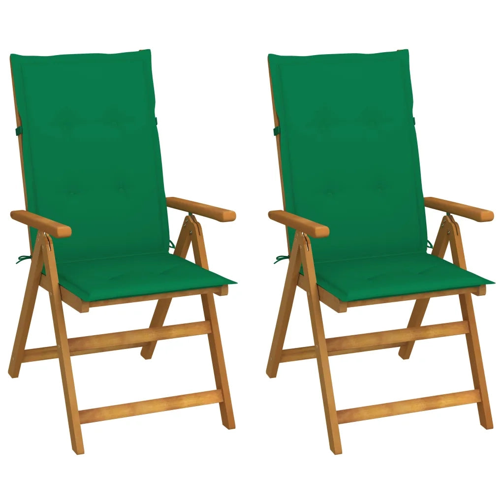 Sedie da Giardino Reclinabili 2 pz con Cuscini Massello Acacia cod mxl 24000