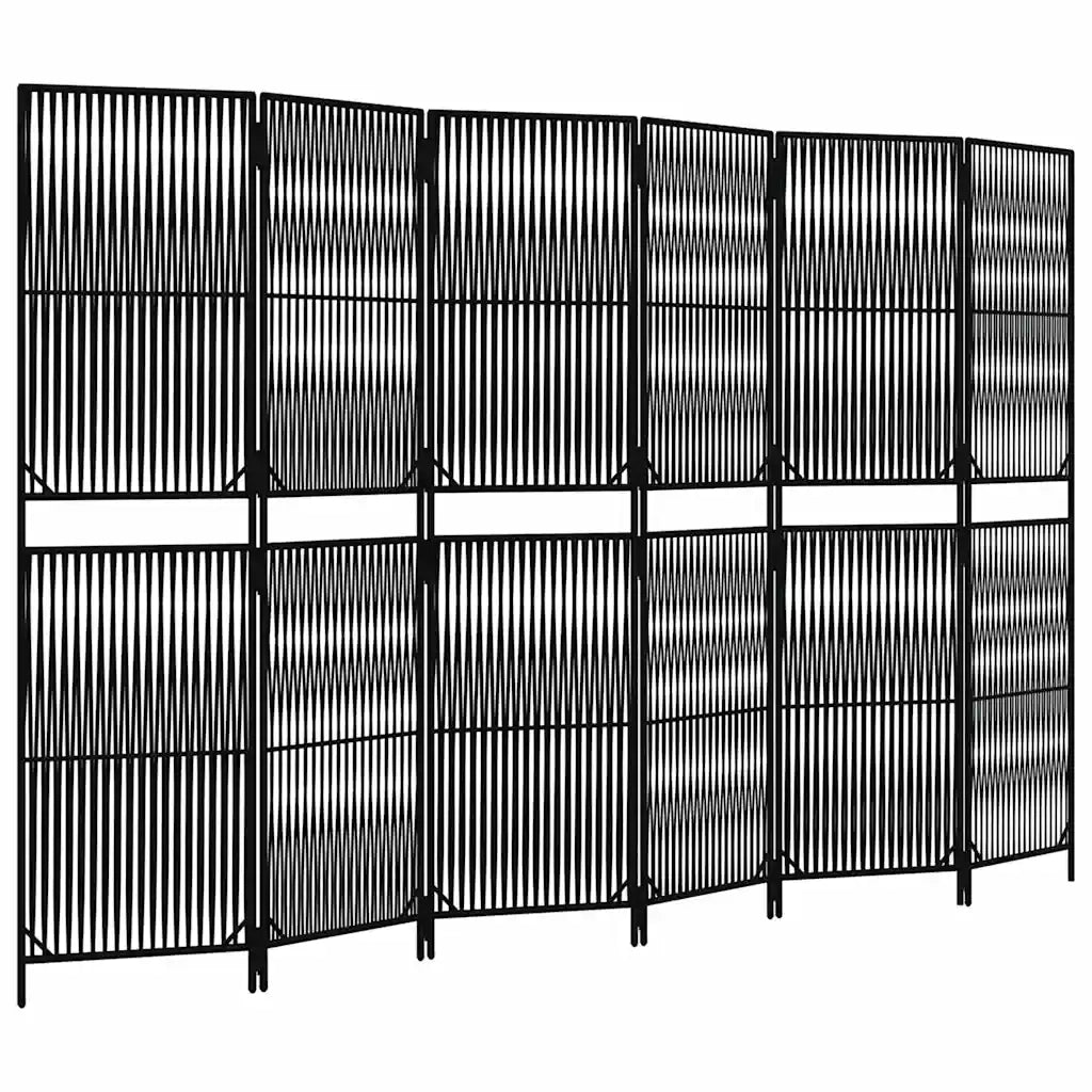 Divisorio per Ambienti | Divider per stanze | Paravento a 6 Pannelli Nero in Polyrattan