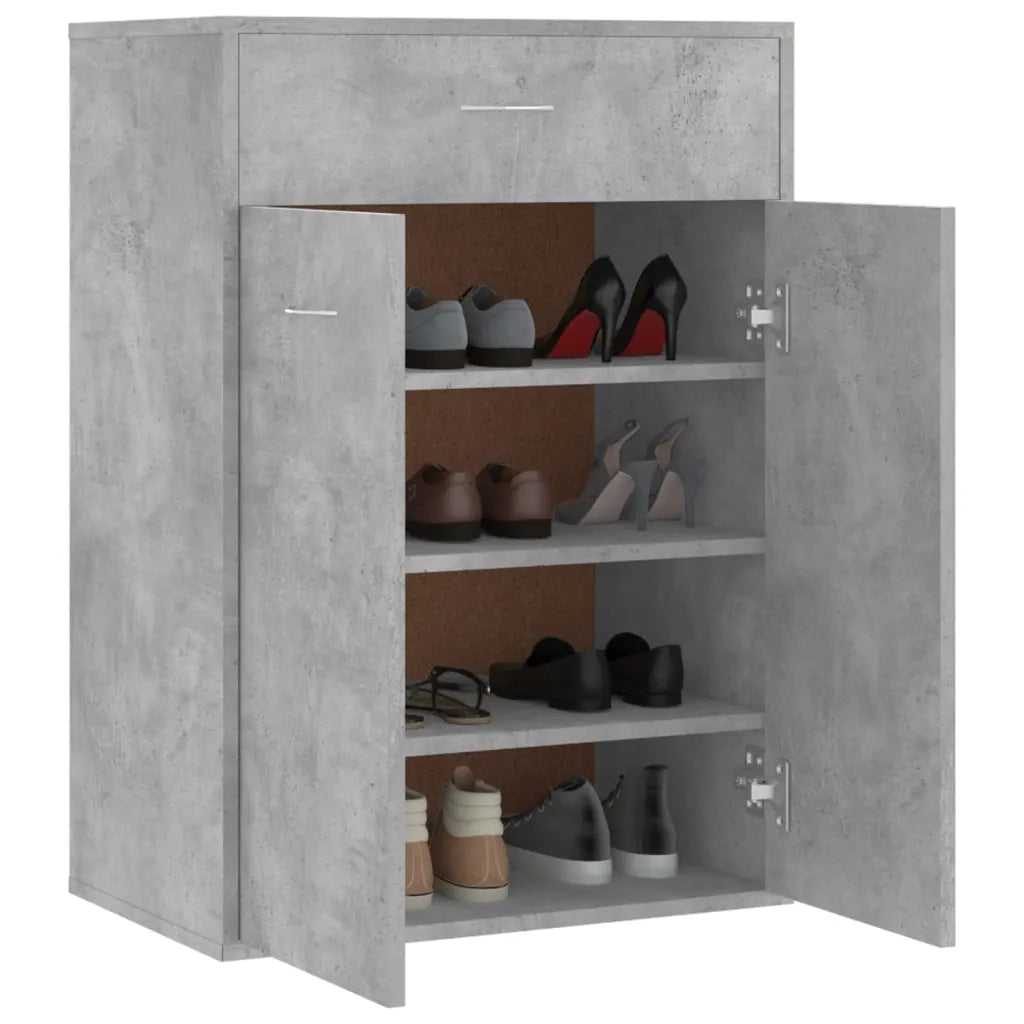 Scarpiera Grigio Cemento 60x35x84 cm in Legno Multistrato 801075