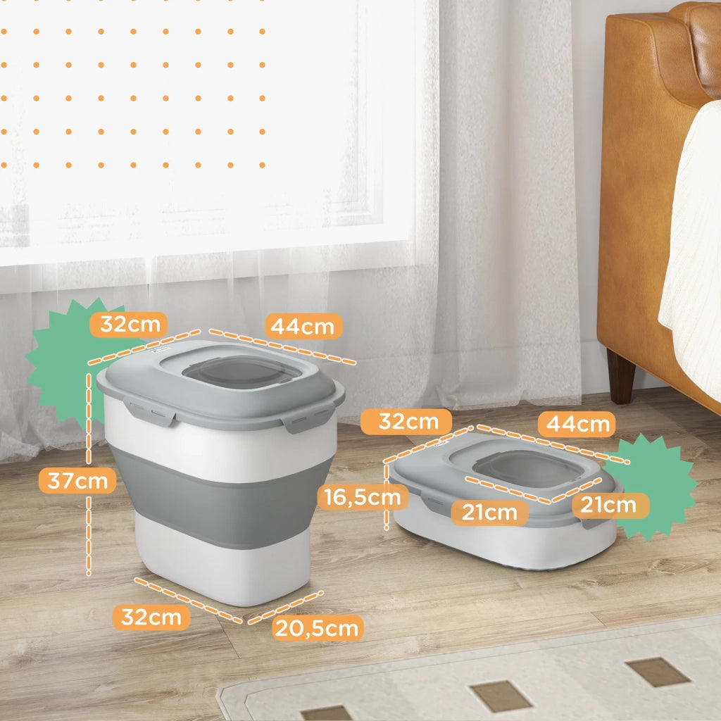 Contenitore per crocchette pieghevole conservazione ermetica 44 x 32 x 37 cm capacità regolabile per cucina moderna in PP grigio 21_0007544